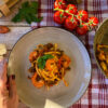 Fettuccine alla Chitarra mit Aubergine und Garnelen