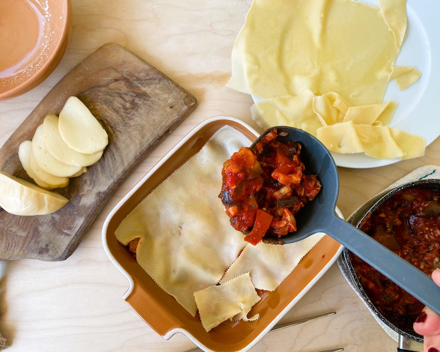 Lasagne mit Aubergine und Scamorza