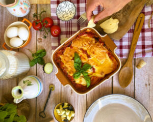 Lasagne mit Aubergine und Scamorza