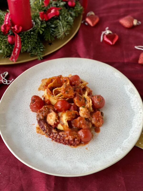 Weihnachtsrezept: Mafalde con le polpo e pomodoro