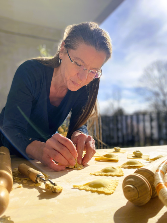 Triangoli mit Gorgonzola-Mascarponefüllung in Bärlauchbutter
